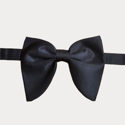 Black Satin Butterfly Oversized Bow Tie