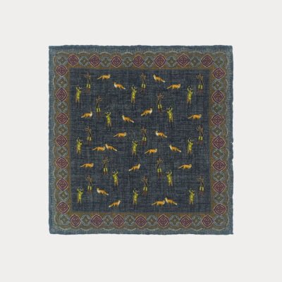 Fox And Hunter Wool Silk Pocket Square