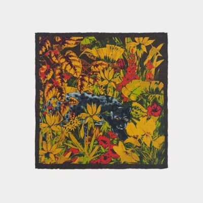 Brown Black Panther Pattern Pure Silk Pocket Square