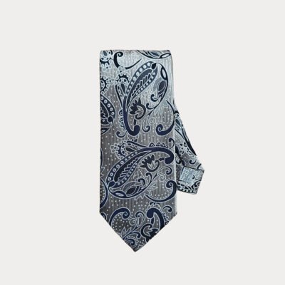 Grey Navy Paisley Tie