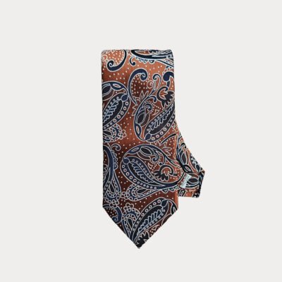 Havana Brown Navy Paisley Tie