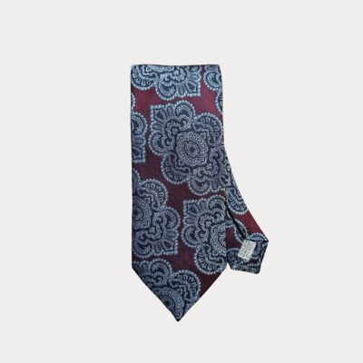 Burgundy Blue Paisley Tie