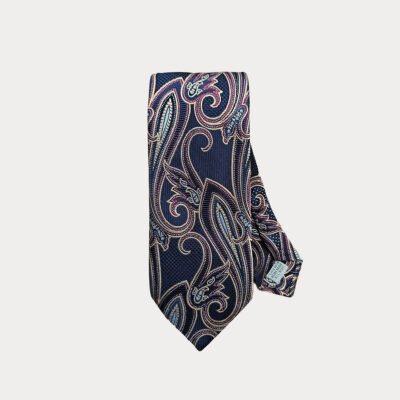 Navy Burgundy Blue Paisley Tie