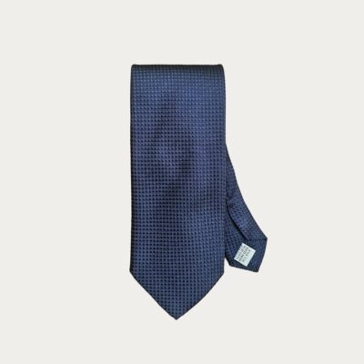 Navy Geometric Pure Silk Tie