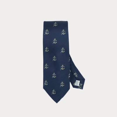 Navy Anchors Pattern Tie
