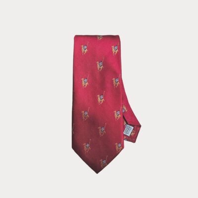 Red Polo Pattern Pure Silk Tie