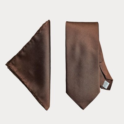 Brown Tie-Pocket Square