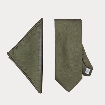 Olive Green Tie-Pocket Square