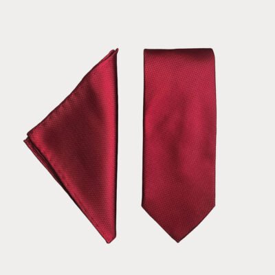 Red Tie-Pocket Square