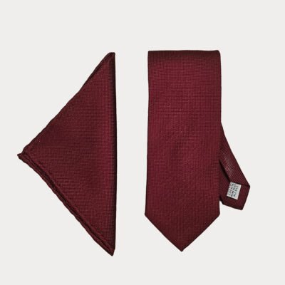 Burgundy Tie-Pocket Square