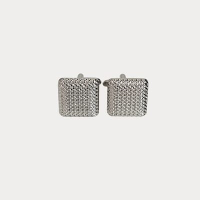 Silver Patterned Square Cufflinks