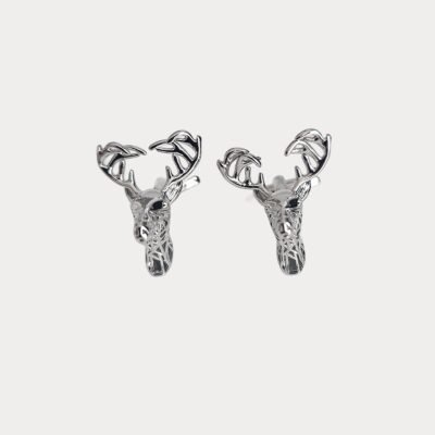 Silver Colour Deer Head Design Cufflinks