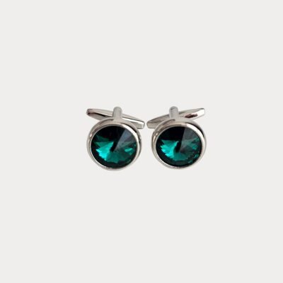 Green Silver Colour Cufflinks