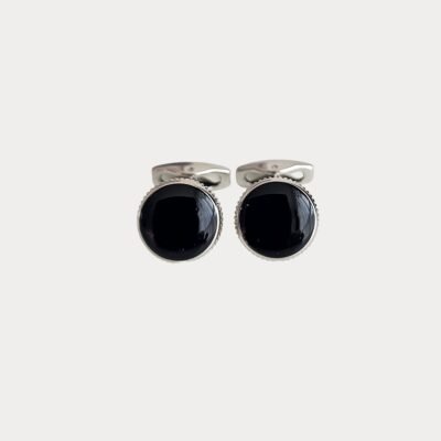 Black Silver Colour Cufflinks