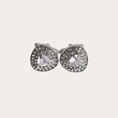 Sparkly Faux Crystals Silver Colour Metal Cufflinks