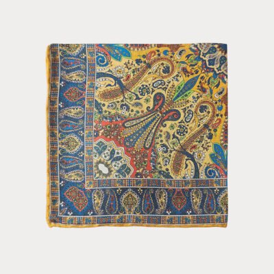 Yellow Mix Paisley Pocket Square