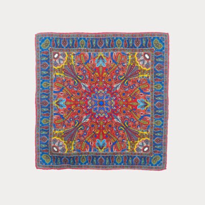 Blue Red Yellow Paisley Pocket Square