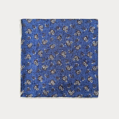 Blue Brown White Edge Pocket Square