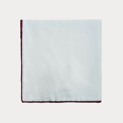 White Burgundy Edge Pocket Square