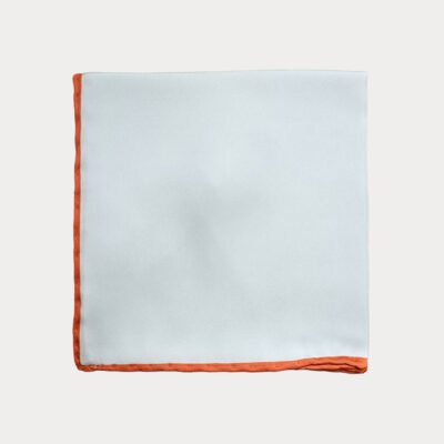 White Orange Edge Pocket Square