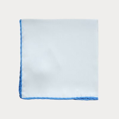 White Blue Edge Pocket Square