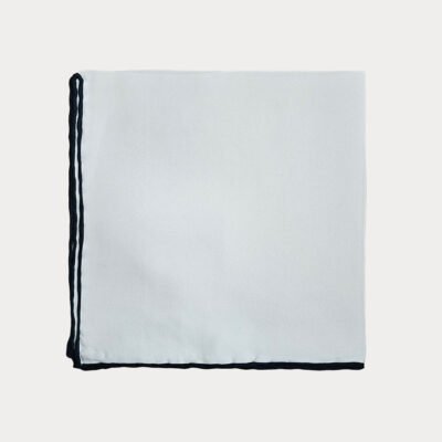White Black Edge Pocket Square
