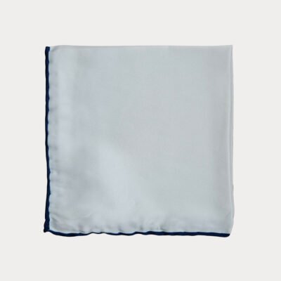 White Navy Edge Pocket Square