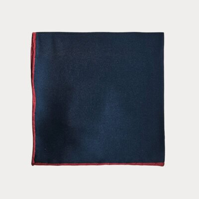 Navy Red Edge Pocket Square
