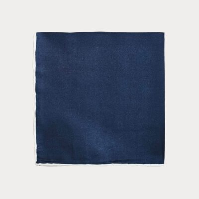 Navy White Edge Pocket Square