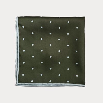 Green White Dot Pocket Square