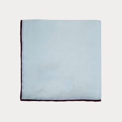 White Burgundy Edge Silk Pocket Square