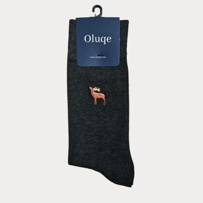 Charcoal Deer Motif Socks