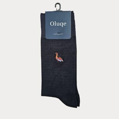 Charcoal Bird Motif Socks