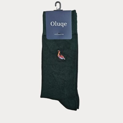 Dark Green Bird Motif Socks