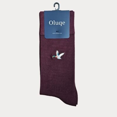 Burgundy Mallard Duck Motif Socks