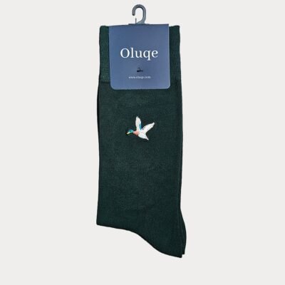 Dark Green Mallard Duck Motif Socks